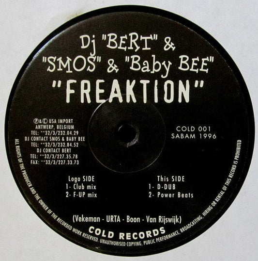 DJ Bert Smos Baby Bee – Freaktion (12", Cold Records, 1996) Front Cover