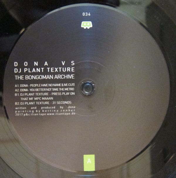 Dona (7) Vs DJ Plant Texture - The Bongoman Archive (12") Ilian Tape Vinyl