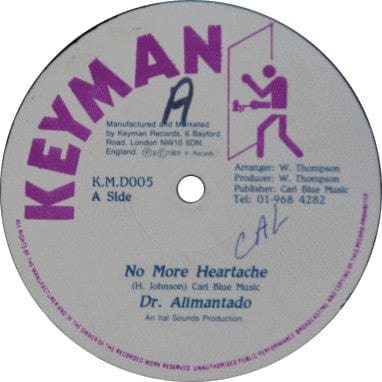 Dr. Alimantado - No More Heartache / Zion Gate (12") Keyman Records Vinyl