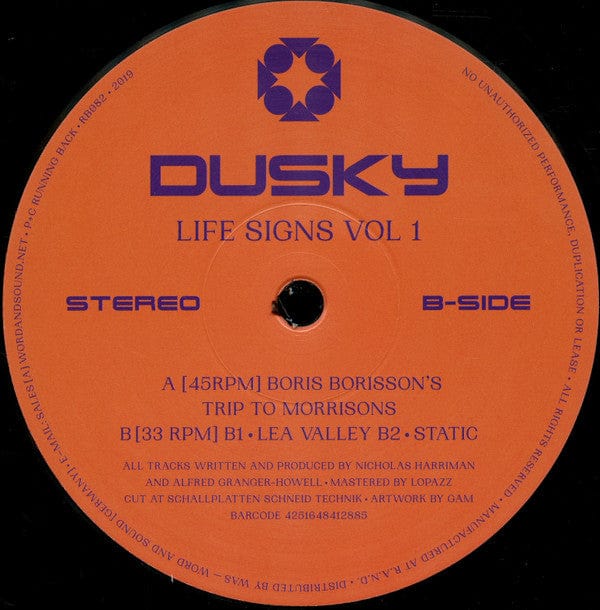 Dusky (2) - Life Signs Vol 1 (12") Running Back Vinyl 4251648412885