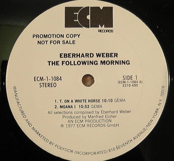 Eberhard Weber - The Following Morning (LP, Album, Promo) ECM Records