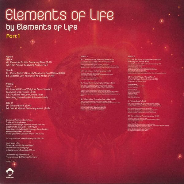 Elements Of Life (3) - Elements Of Life (Part 1) (2x12") Vega Records Vinyl