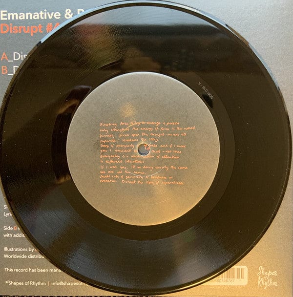 Emanative & Bex Burch - Disrupt #4 (7") Shapes Of Rhythm Vinyl 5050580746787