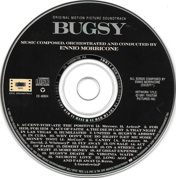 Ennio Morricone - Bugsy - Original Motion Picture Soundtrack (CD) Epic Soundtrax CD 07464488042