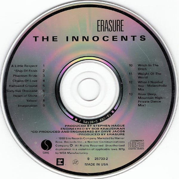 Erasure - The Innocents (CD) Sire,Reprise Records,Mute CD 075992573023