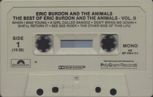 Eric Burdon & The Animals - The Best Of Eric Burdon And The Animals Vol. II (Cassette) Polydor Cassette 042282791641