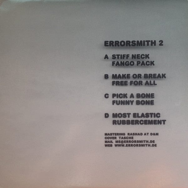 Errorsmith – Errorsmith #2 (2xLP, Errorsmith, 2002) Back Cover