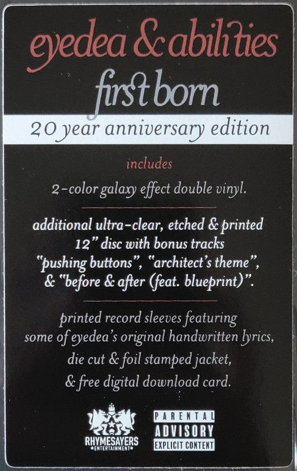 Eyedea & Abilities - First Born  (12") Rhymesayers Entertainment Vinyl 826257033512