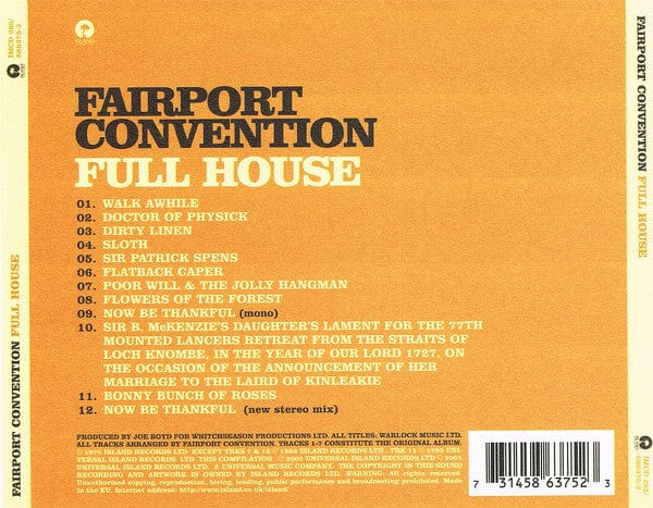 Fairport Convention - Full House (CD) Island Records CD 731458637523