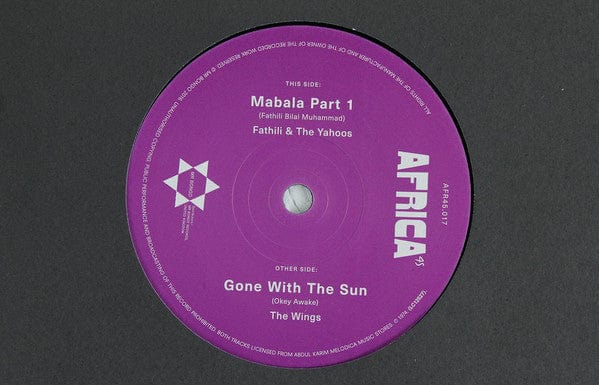Fathili & The Yahoos Band / The Wings - Mabala (Part 1) / Gone With The Sun  (7") Mr Bongo Vinyl