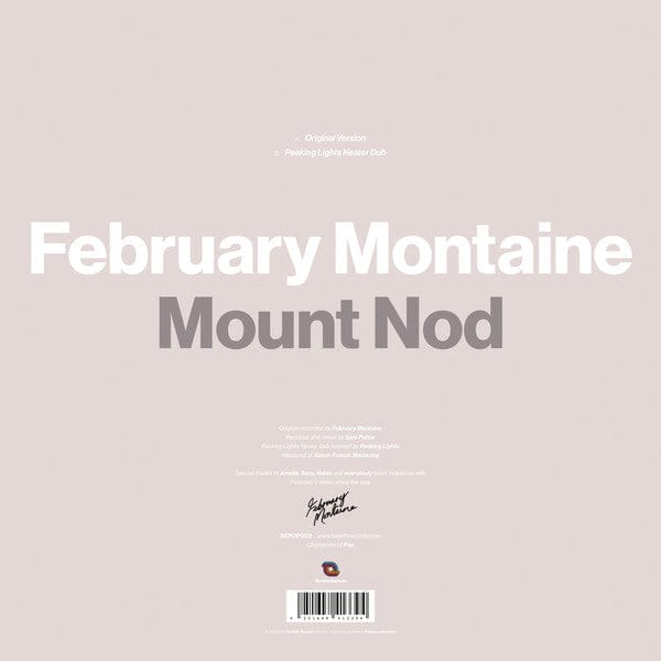 February Montaine – Mount Nod (12", White, Be With Records, 2020) Back Cover