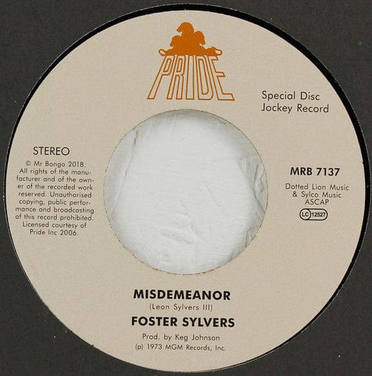 Foster Sylvers - Misdemeanor / When I'm Near You (7") Mr Bongo,Pride Vinyl 7119691253879