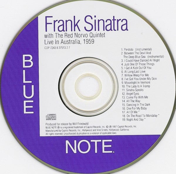 Frank Sinatra With The Red Norvo Quintet - Live In Australia, 1959 (CD) Blue Note CD 724383751327