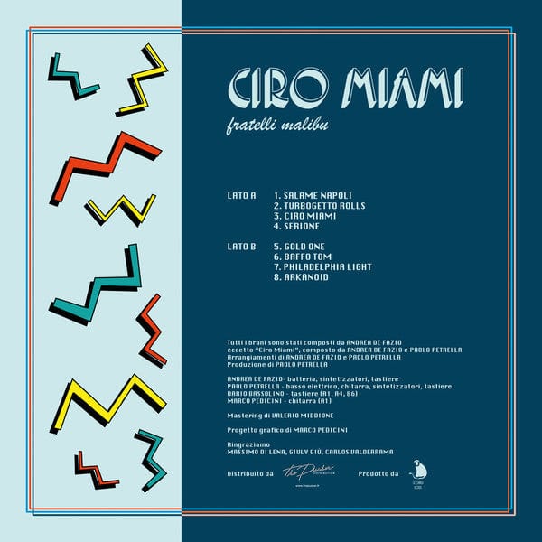 Fratelli Malibu – Ciro Miami (LP, La Scimmia Records, 2020) Back Cover