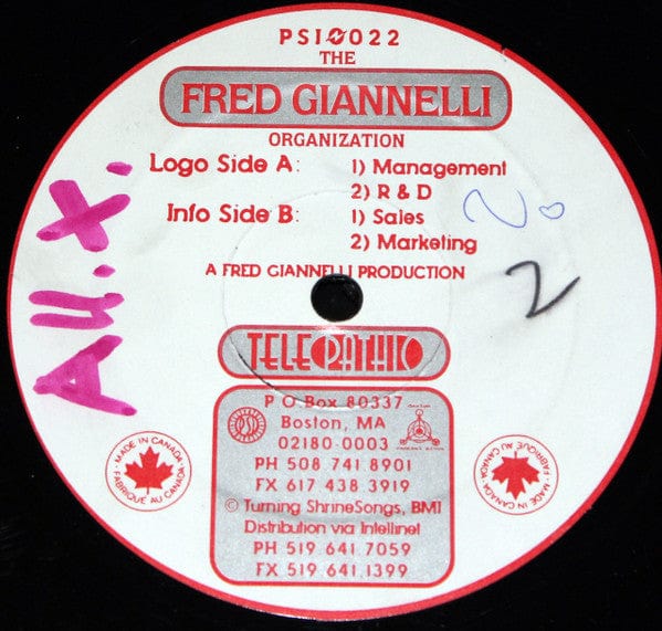 Fred Giannelli – The Fred Giannelli Organization (12", Telepathic Recordings, 1996) Front Cover
