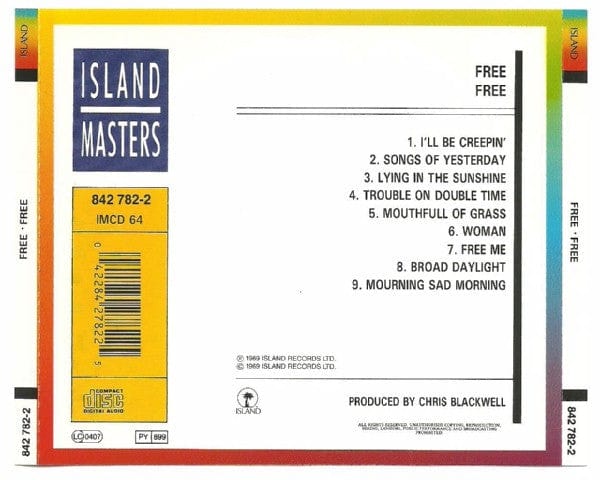 Free - Free (CD) Island Records,Island Masters CD 042284278225