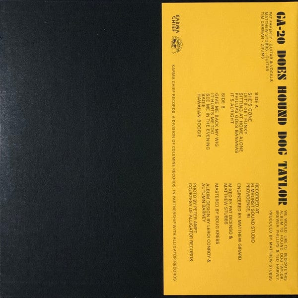 GA-20 – GA-20 Does Hound Dog Taylor: Try It...You Might Like It! (LP, Salmon Pink, Karma Chief Records, 2021) Back Cover