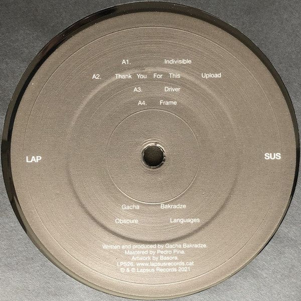 Gacha Bakradze - Obscure Languages (LP) Lapsus Records Vinyl 4062548020212