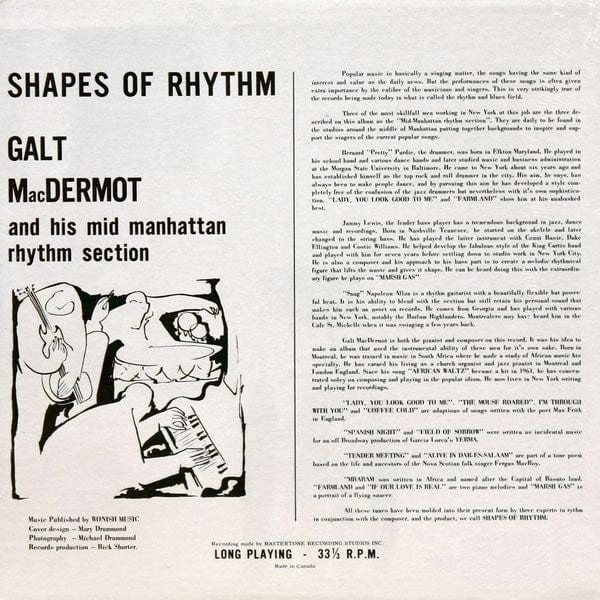 Galt MacDermot - Shapes Of Rhythm (LP) Kilmarnock, Kilmarnock Vinyl