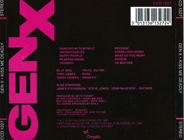 Gen X* Featuring Billy Idol - Kiss Me Deadly (CD) Chrysalis CD 5013136132724