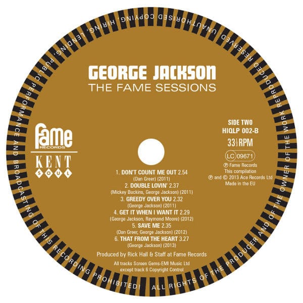 George Jackson (3) - The Fame Sessions (LP) Kent Soul Vinyl