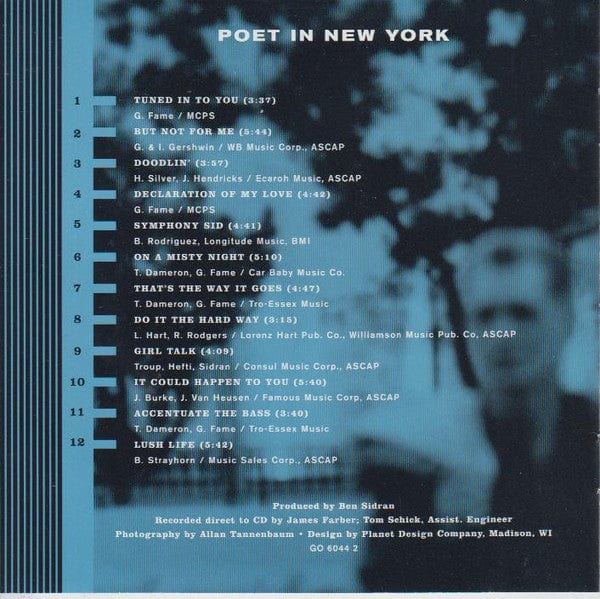 Georgie Fame - Poet In New York (CD) Go Jazz CD 695961604420