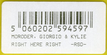 Giorgio Moroder Featuring Kylie Minogue - Right Here, Right Now (12") Good For You Records Vinyl 5060202594597