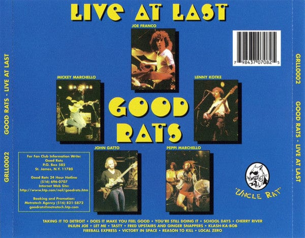 Good Rats – Live At Last (CD, Uncle Rat, 1996) Back Cover
