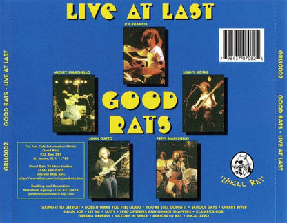 Good Rats – Live At Last (CD, Uncle Rat, 1996) Back Cover