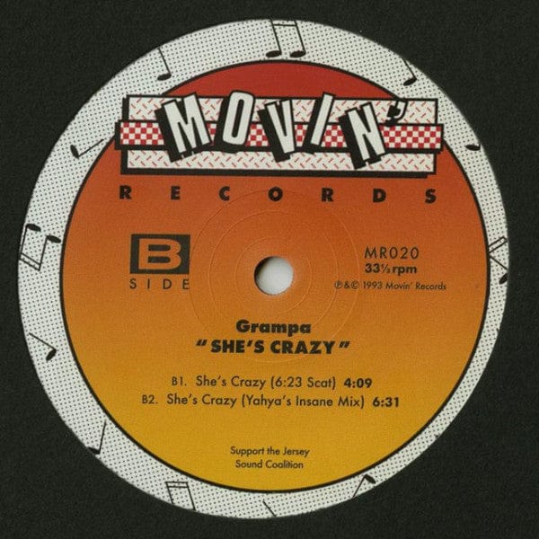 Grampa – She's Crazy (12", Movin' Records, 2017) Back Cover