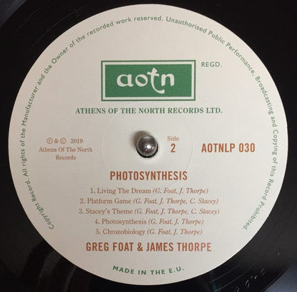 Greg Foat & James Thorpe (4) - Photosynthesis (LP, Album) Athens Of The North