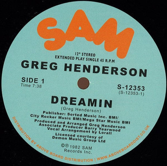 Greg Henderson - Dreamin (12", EP, Single, RE, RM) Sam Records