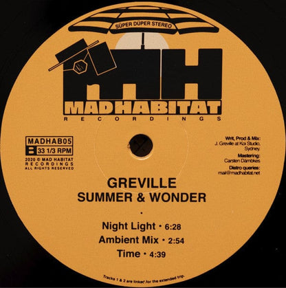 Greville - Summer & Wonder (12") on Mad Habitat Recordings at Further Records