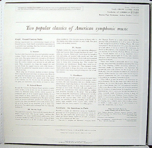 Grofé* / Gershwin* - Fiedler* / Boston Pops* - Grand Canyon Suite / An American In Paris (LP) RCA Victrola Vinyl