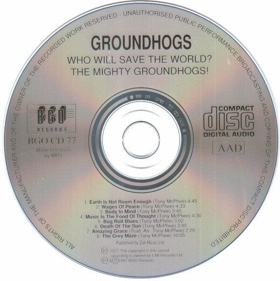 Groundhogs* - Who Will Save The World? The Mighty Groundhogs! (CD) BGO Records,BGO Records CD 5017261200778