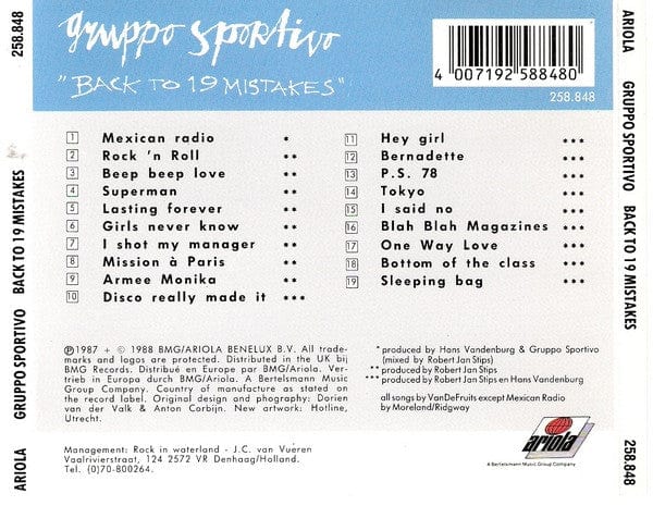 Gruppo Sportivo - Back To 19 Mistakes (CD) Ariola CD 4007192588480