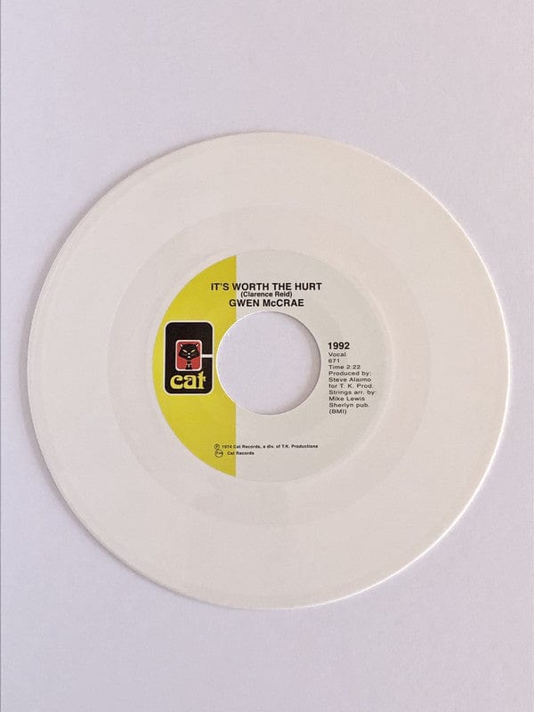 Gwen McCrae - It's Worth The Hurt / 90% Of Me Is You (7", Single, RE, RM, Whi) on Cat at Further Records