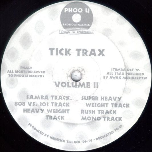 Heinrich Tillack - Tick Trax Volume II (12") PHOQ U PHONOGRAMMEN Vinyl