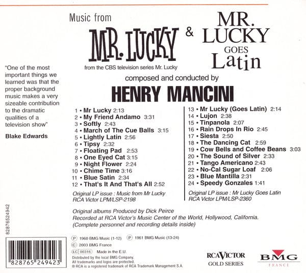 Henry Mancini - Music From Mr. Lucky / Mr. Lucky Goes Latin (CD) BMG France CD 828765249423