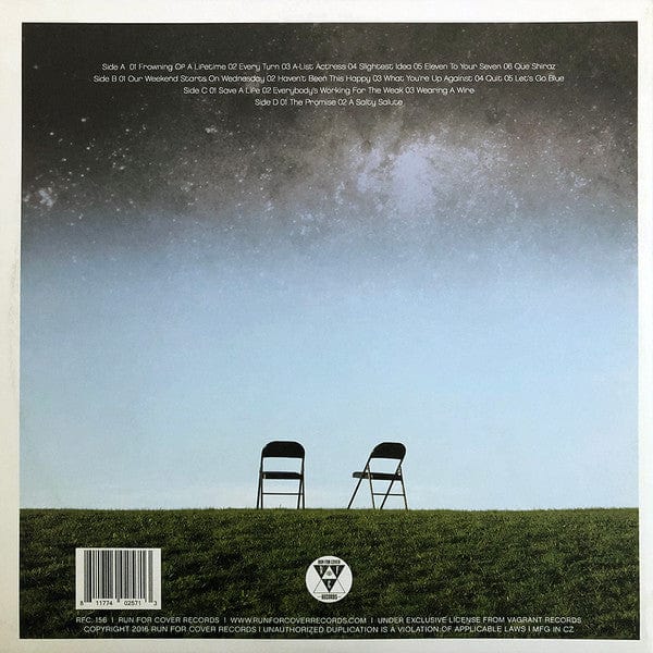 Hey Mercedes – Everynight Fire Works (2xLP, Clear w/ Green/Blue/White Splatter, Run For Cover Records, 2016) Back Cover