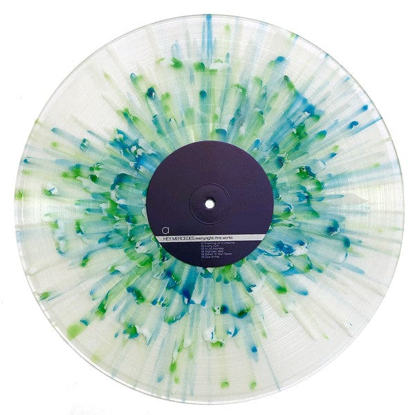 Hey Mercedes – Everynight Fire Works (2xLP, Clear w/ Green/Blue/White Splatter, Run For Cover Records, 2016) Image 3