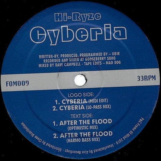 Hi-Ryze - Cyberia / After The Flood  (12") Frame Of Mind Vinyl