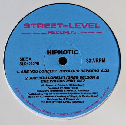 Hipnotic (2) - Are You Lonely? Remixes (12") Street-Level Records Vinyl 5060202593859