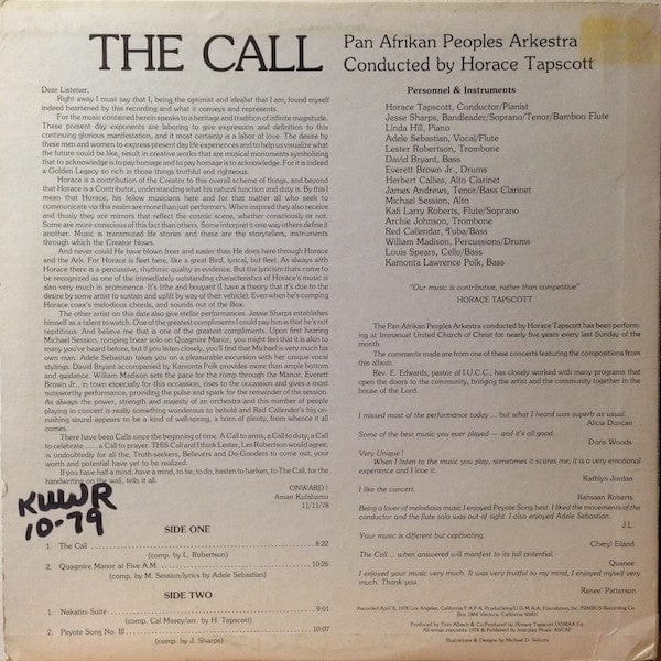 Horace Tapscott Conducting The Pan-Afrikan Peoples Arkestra - The Call (LP) UGMAA Vinyl