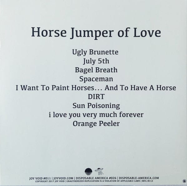 Horse Jumper Of Love - Horse Jumper Of Love (LP) Joy Void,Disposable America Vinyl 811408038713
