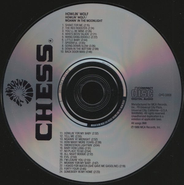 Howlin' Wolf - Howlin' Wolf / Moanin' In The Moonlight (CD) MCA Records CD 076732590829