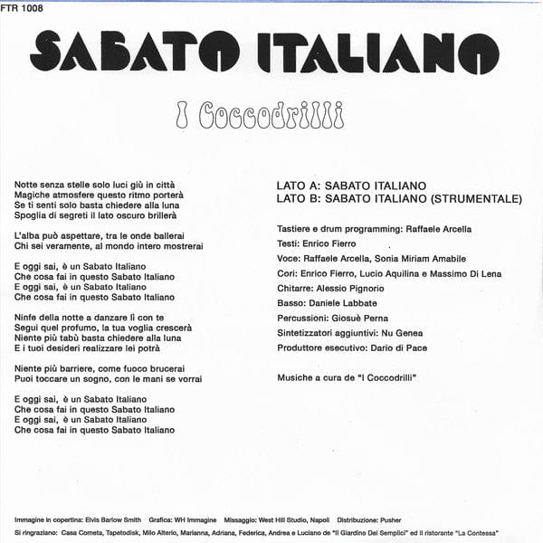 I Coccodrilli (2) - Sabato Italiano (7") Futuribile Vinyl