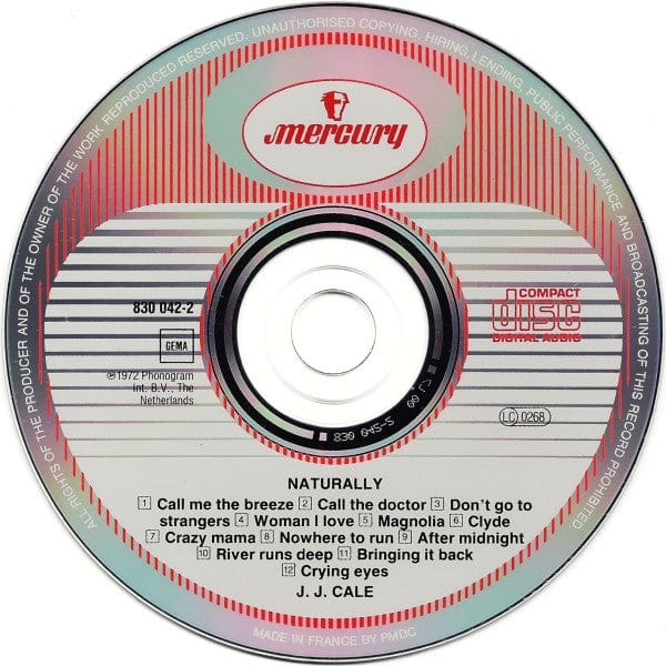 J.J. Cale - Naturally (CD) Mercury CD 042283004221