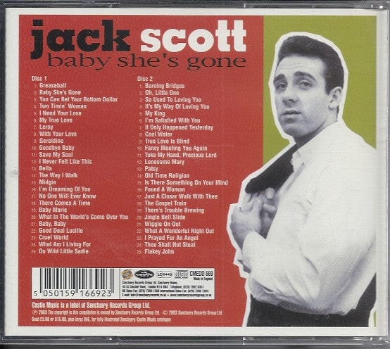 Jack Scott - Baby She's Gone (2xCD) Castle Music CD 5050159166923