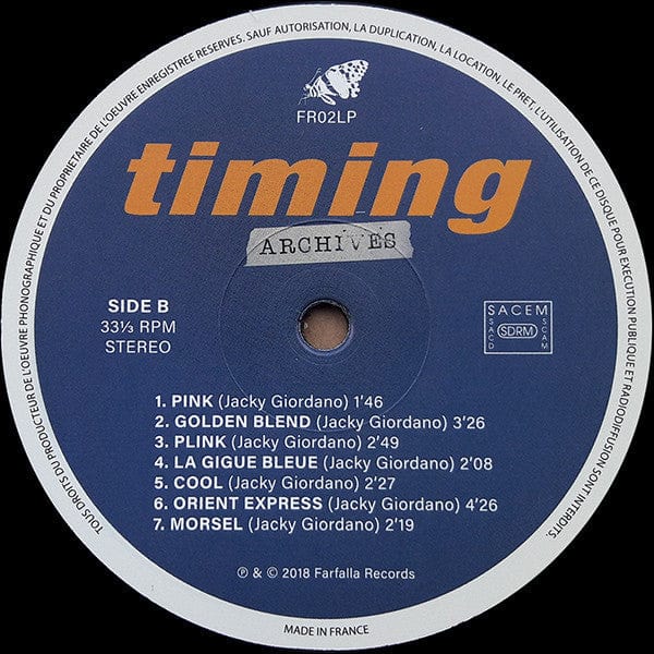Jacky Giordano - Timing Archives (LP, Comp, Ltd, Num) Farfalla Records (2)